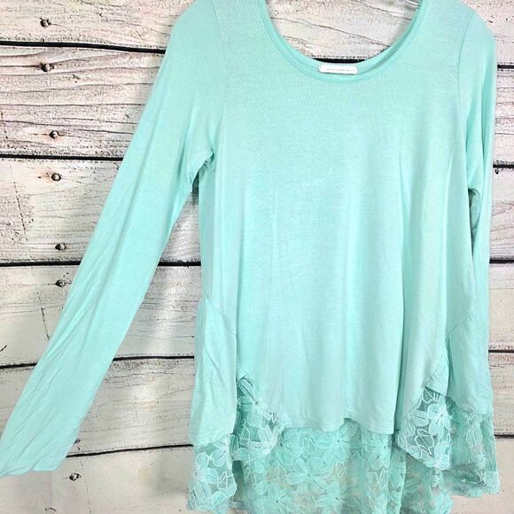 Reborn J Womens Lace Hem Tunic Top Mint Green Small - Picture 3 of 8